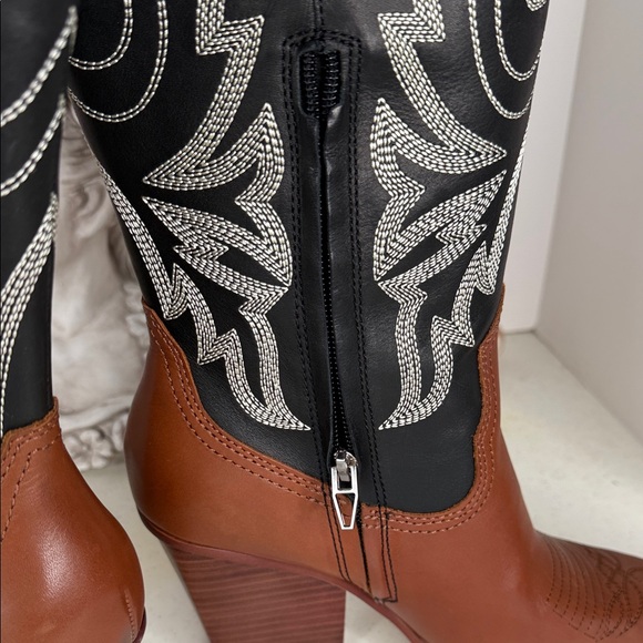 Dolce Vita Blanch Cowboy Boot Size 7.5 Brown/Black NWOB - Picture 5 of 11